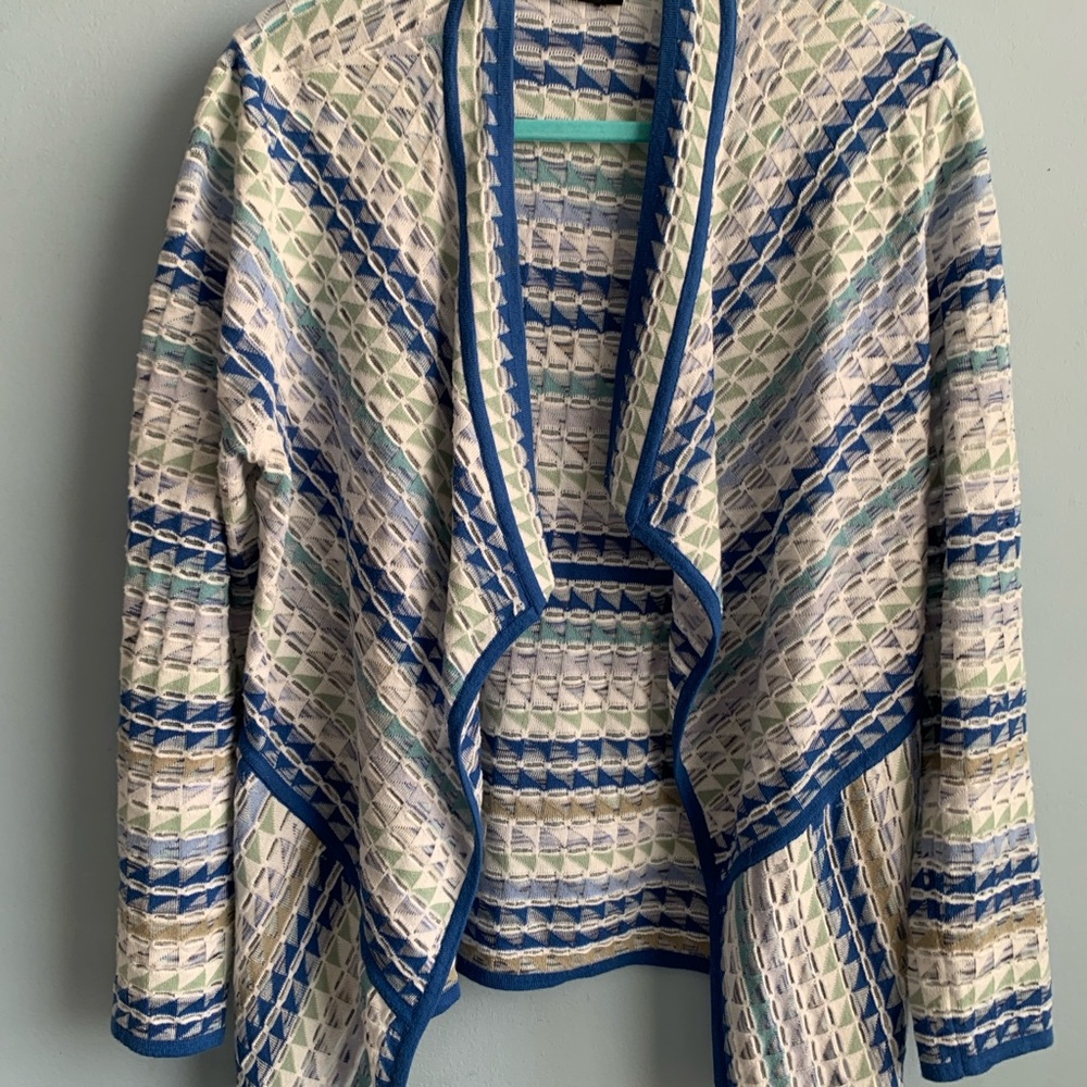 Nic + Zoe Large Cardigan Sweater Cotton Blend Lightweight Open Front Womens Sz L